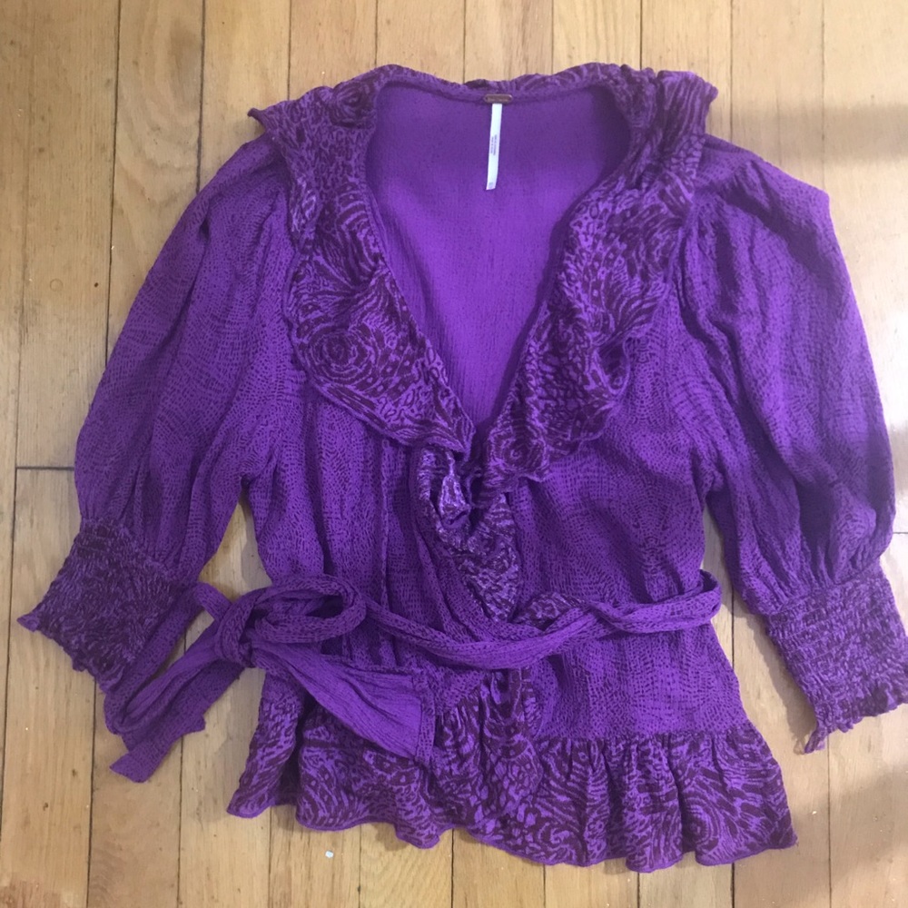 Free People Purple Wrap Crop Top by